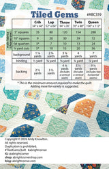 Back of the Tiled Gems Quilt Pattern by A Bright Corner