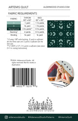 Back of the Artemis Quilt Pattern by Alderwood Studio Patterns
