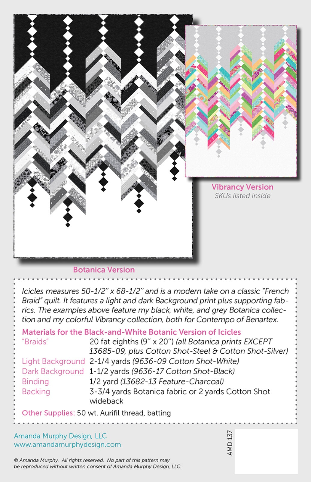 Back of the Icicles Quilt Pattern by Amanda Murphy Design, LLC