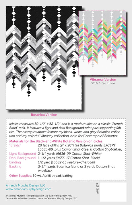 Back of the Icicles Quilt Pattern by Amanda Murphy Design, LLC
