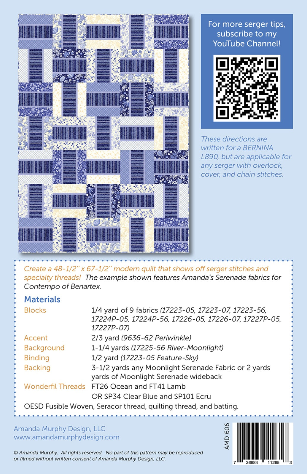 Back of the Interweave Quilt Pattern by Amanda Murphy Design, LLC