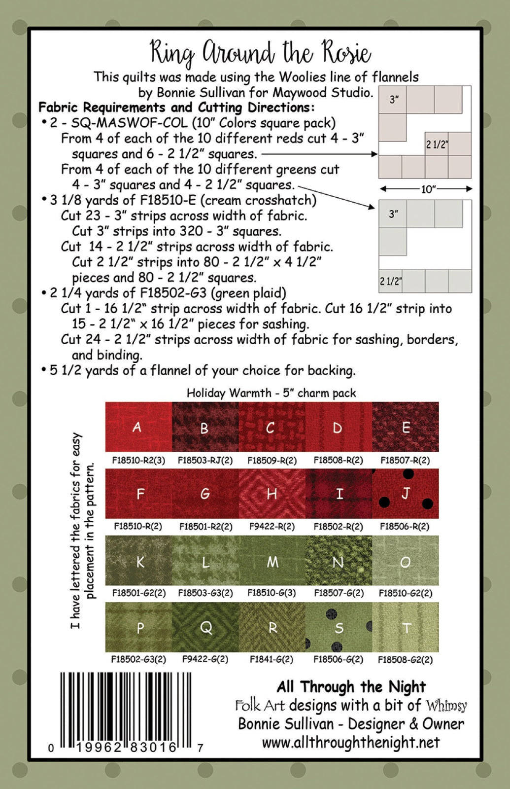 Back of the Ring Around the Rosie Quilt Pattern by All Through The Night