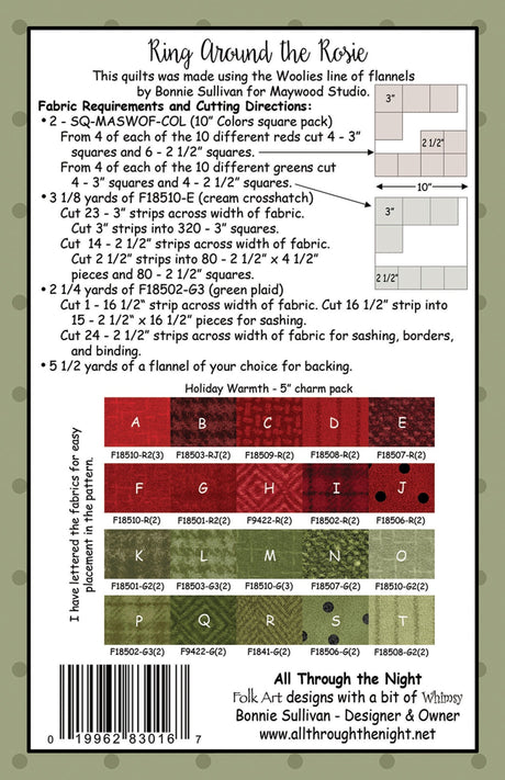 Back of the Ring Around the Rosie Quilt Pattern by All Through The Night