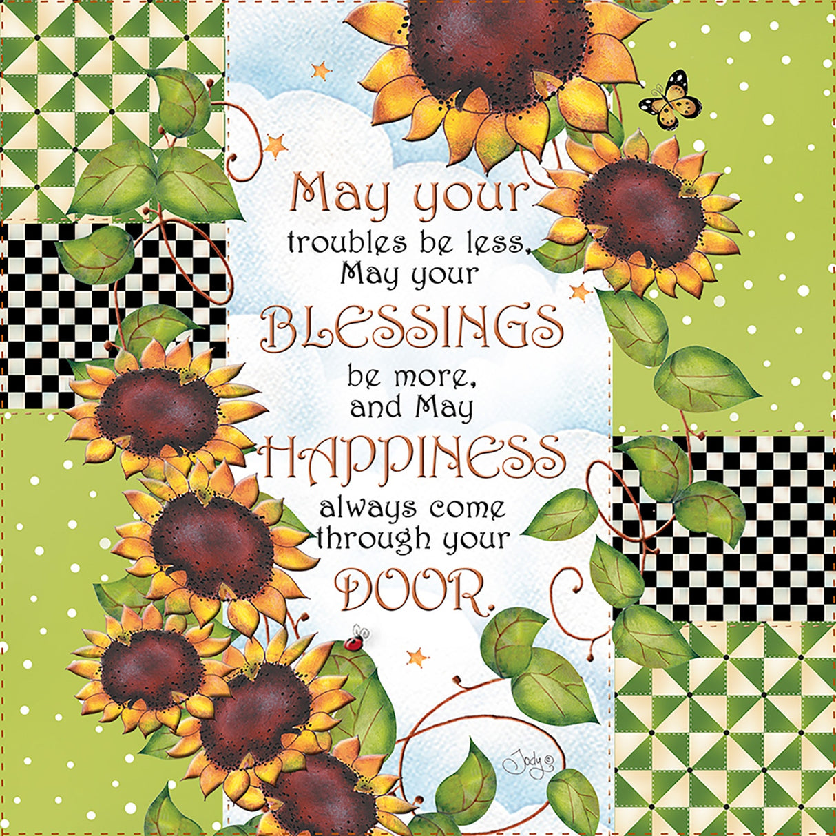Fabric Art Panel 6in Sunflower Blessing by Jody Houghton Designs