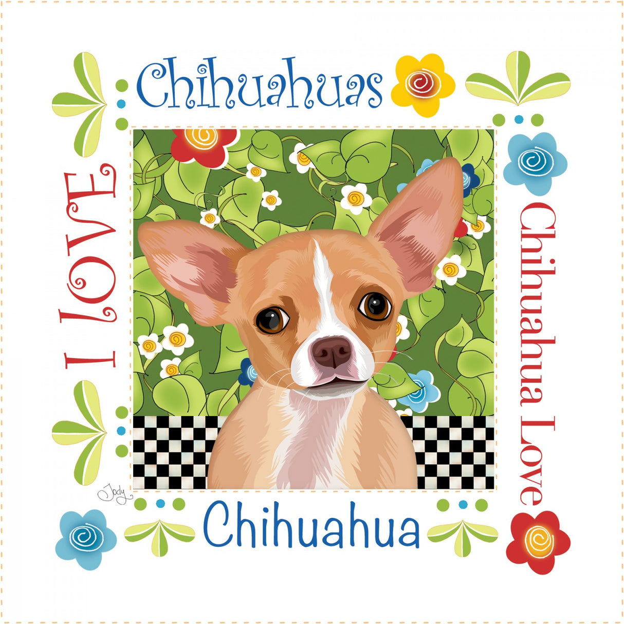Fabric Art Panel 6in Chihuahua by Jody Houghton Designs