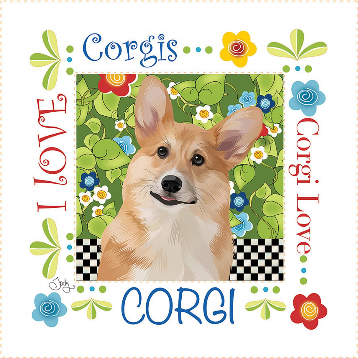 Art Panel 6in Corgi by Jody Houghton Designs