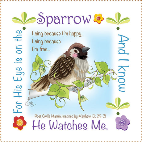 Art Panel 6in Sparrow by Jody Houghton Designs