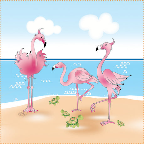 Fabric Art Panel 6in Flamingos by Jody Houghton Designs