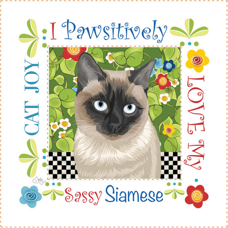 Fabric Art Panel 6in Square Siamese Cat by Jody Houghton Designs