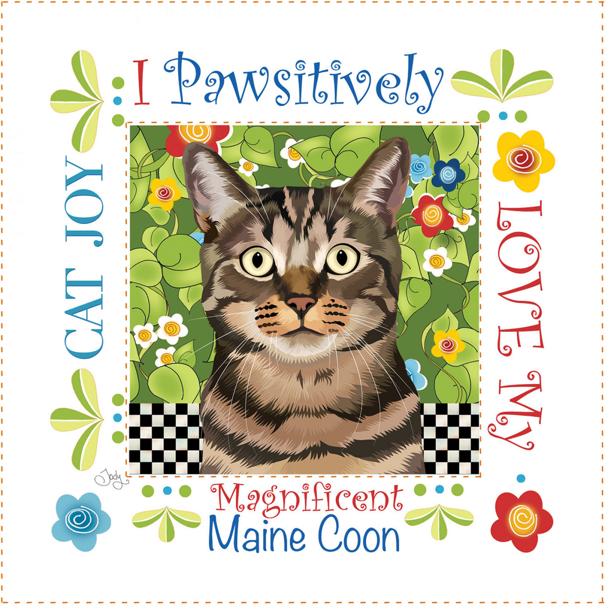 Fabric Art Panel 6in Square M.Coon by Jody Houghton Designs
