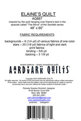 Back of the Elaine's Quilt Pattern by Aardvark Quilts