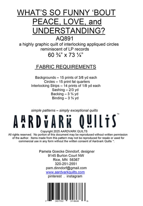 What's So Funny 'Bout Peace, Love, and Understanding Quilt Pattern