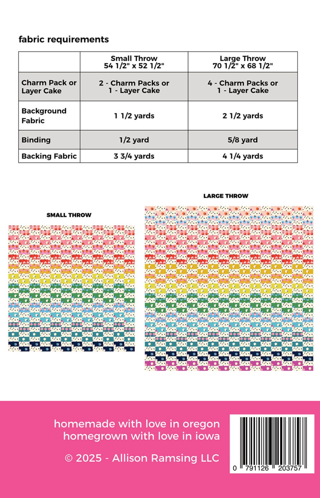 Back of the Charm Pack Split Quilt Pattern by Allison Ramsing