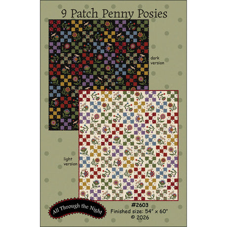 9 Patch Penny Posies Quilt Pattern - All Through the Night - 54" x 60"