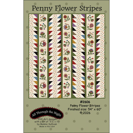 Penny Flower Stripes quilt pattern by All Through the Night