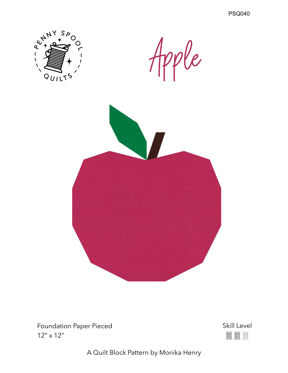 Apple  Downloadable Pattern by Penny Spool Quilts Pattern
