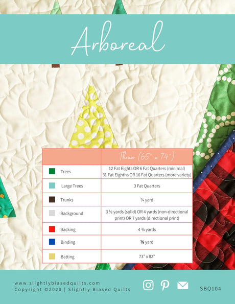 Back of the Arboreal Quilt Pattern by Slightly Biased Quilts