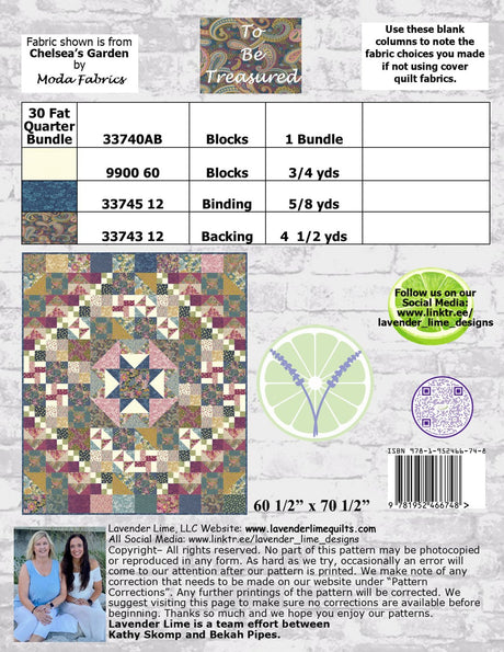 Back of the Pieced Treasure Downloadable Pattern by Lavender Lime Quilting