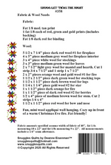 Back of the Snugg-let 'Twas the Night Downloadable Pattern by Snuggles Quilts