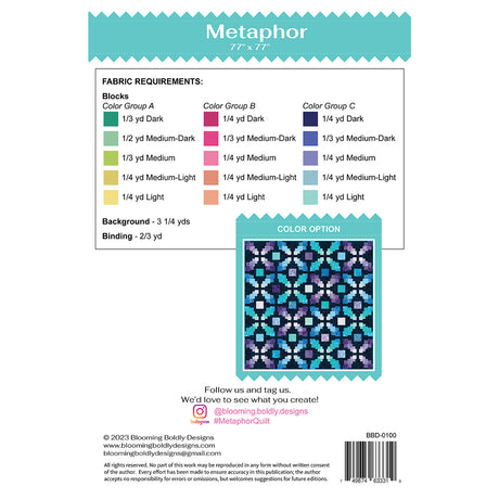 Back of the Metaphor Quilt Pattern by Blooming Boldly