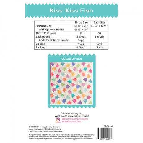 Back of the Kiss-Kiss Fish Quilt Pattern by Blooming Boldly