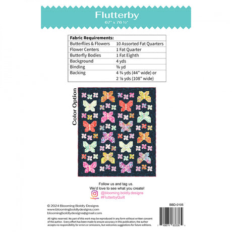 Backl of the Flutterby Quilt Pattern by Blooming Boldly