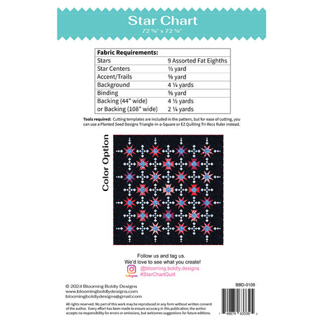 Back of the Star Chart Quilt Pattern by Blooming Boldly