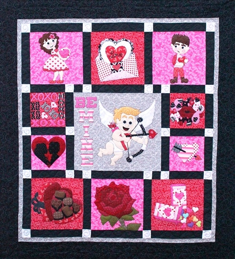Be Mine Quilt Pattern by Quilture - contains valentines day theme and colors