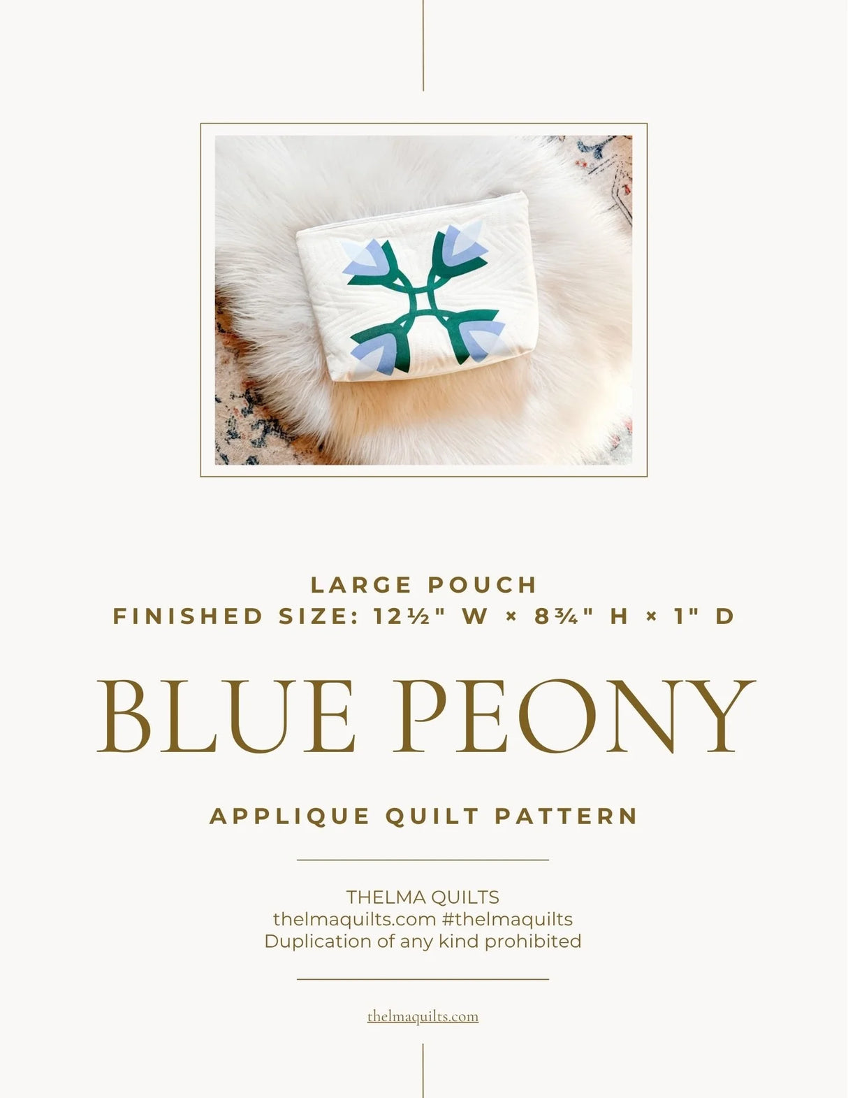 Blue Peony Downloadable Pattern by Thelma Quilts