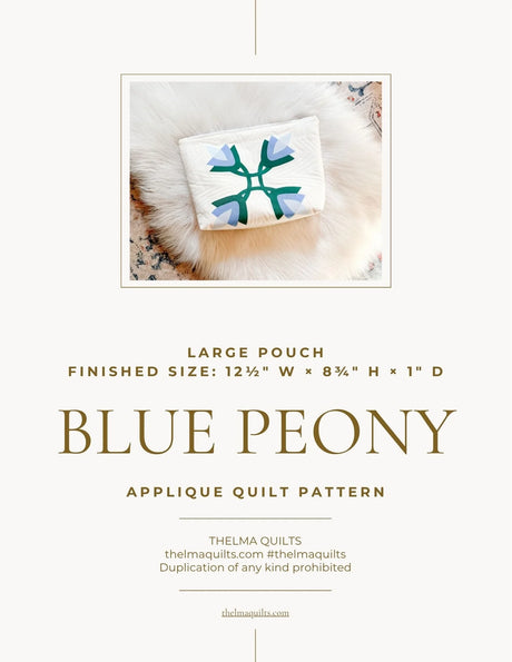 Blue Peony Downloadable Pattern by Thelma Quilts