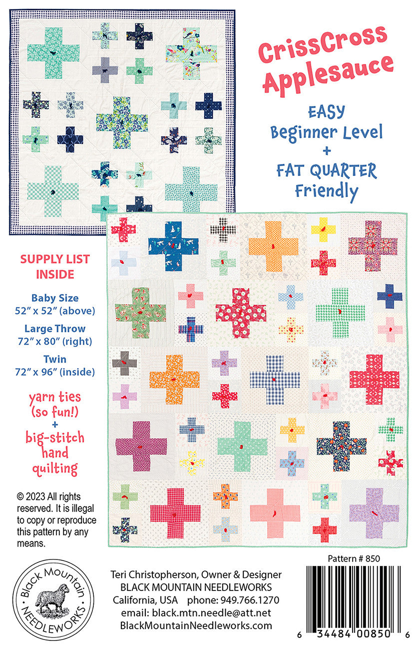Back of the Crisscross Applesauce Quilt Pattern by Black Mountain Needleworks