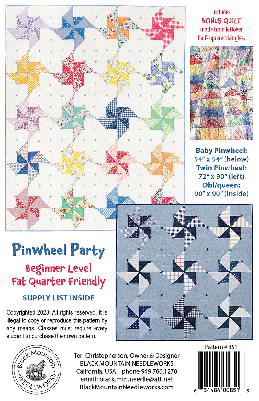 Pinwheel Party Pattern Quilt Pattern by Black Mountain Needleworks