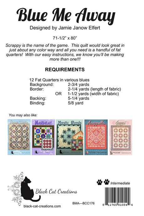 Back of the Blue Me Away Quilt Pattern by Black Cat Creations