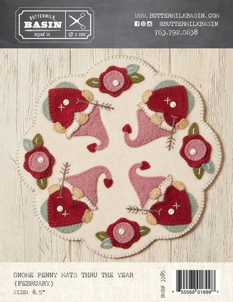 Gnome Penny Mats Thru the Year - February Quilt Pattern by Buttermilk Basin