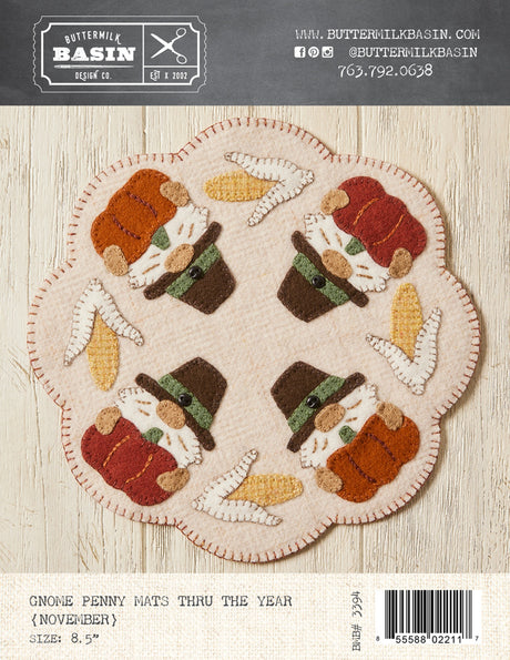 Gnome Penny Mats Thru the Year - November Quilt Pattern by Buttermilk Basin