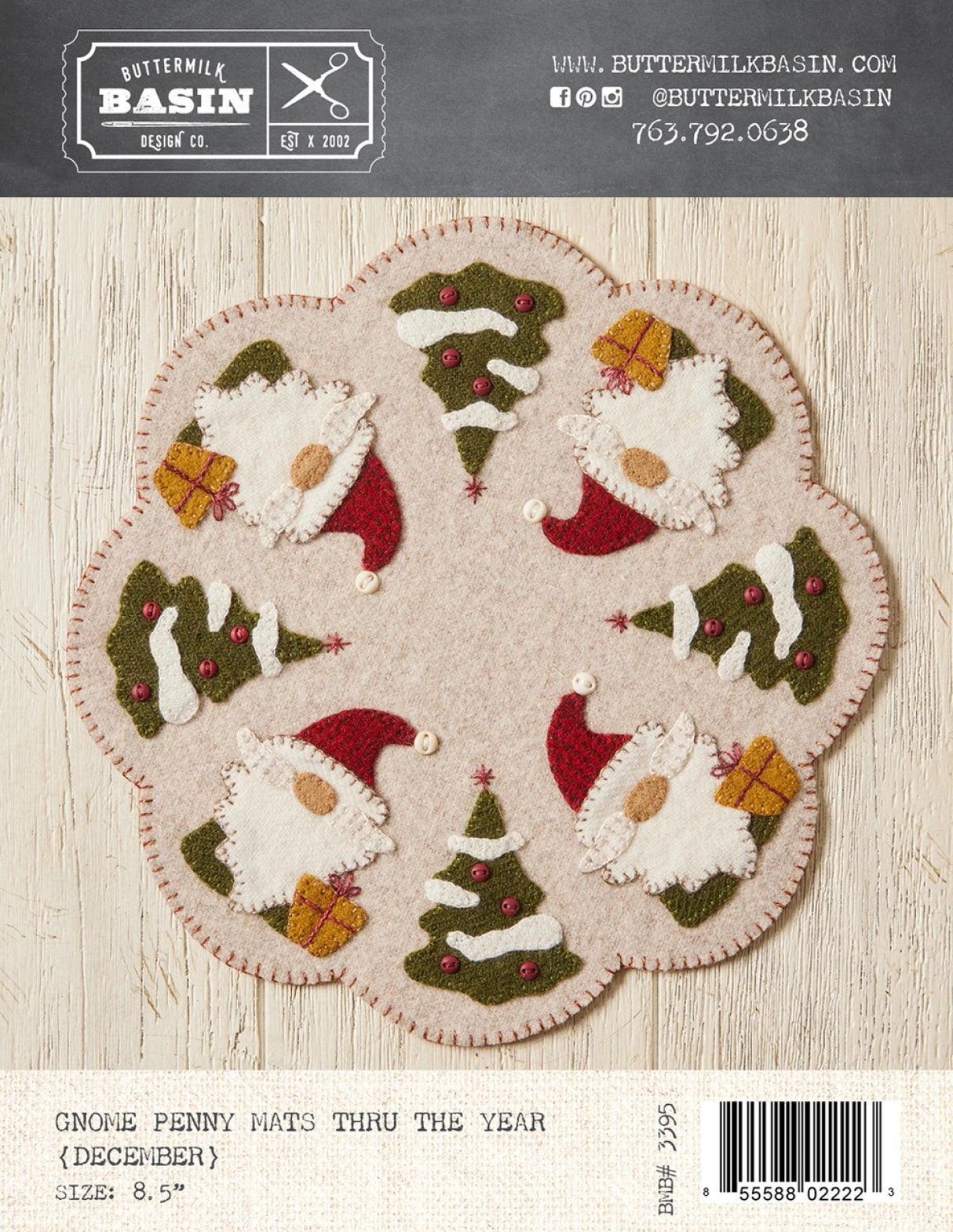 Gnome Penny Mats Thru the Year - December Quilt Pattern by Buttermilk Basin