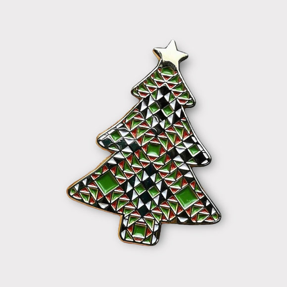 Quilt Xmas Tree Enamel Pin by Built Quilt Distribution