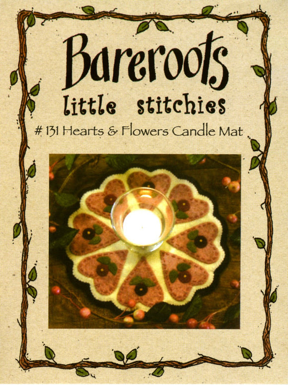 Little Stitchies - Hearts and Flowers Candle Mat Pattern