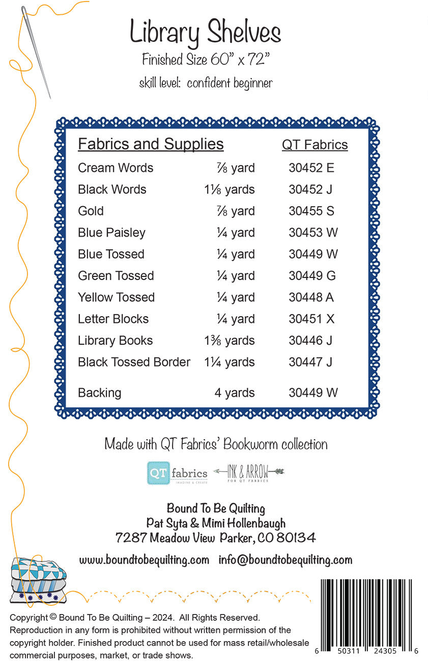 Back of the Library Shelves Quilt Pattern by Bound To Be Quilting, LLC