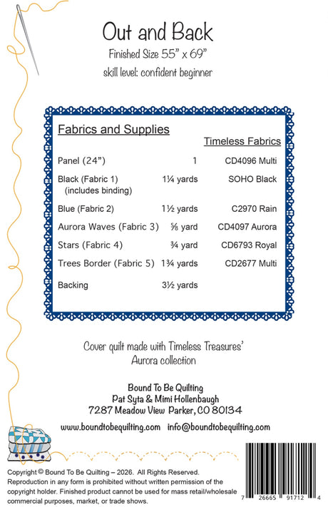 Back of the Out And Back Quilt Pattern by Bound To Be Quilting, LLC