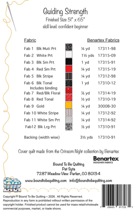 Back of the Guiding Strength Quilt Pattern by Bound To Be Quilting