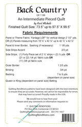Back of the Back Country Quilt Pattern by Quilting Renditions