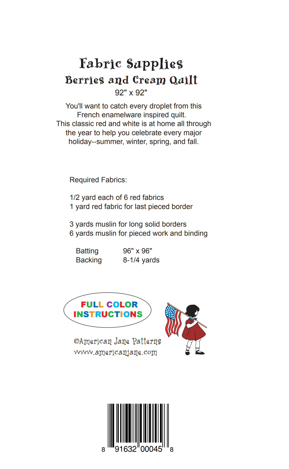 Back fo the Berries and Cream Quilt Pattern by American Jane Patterns