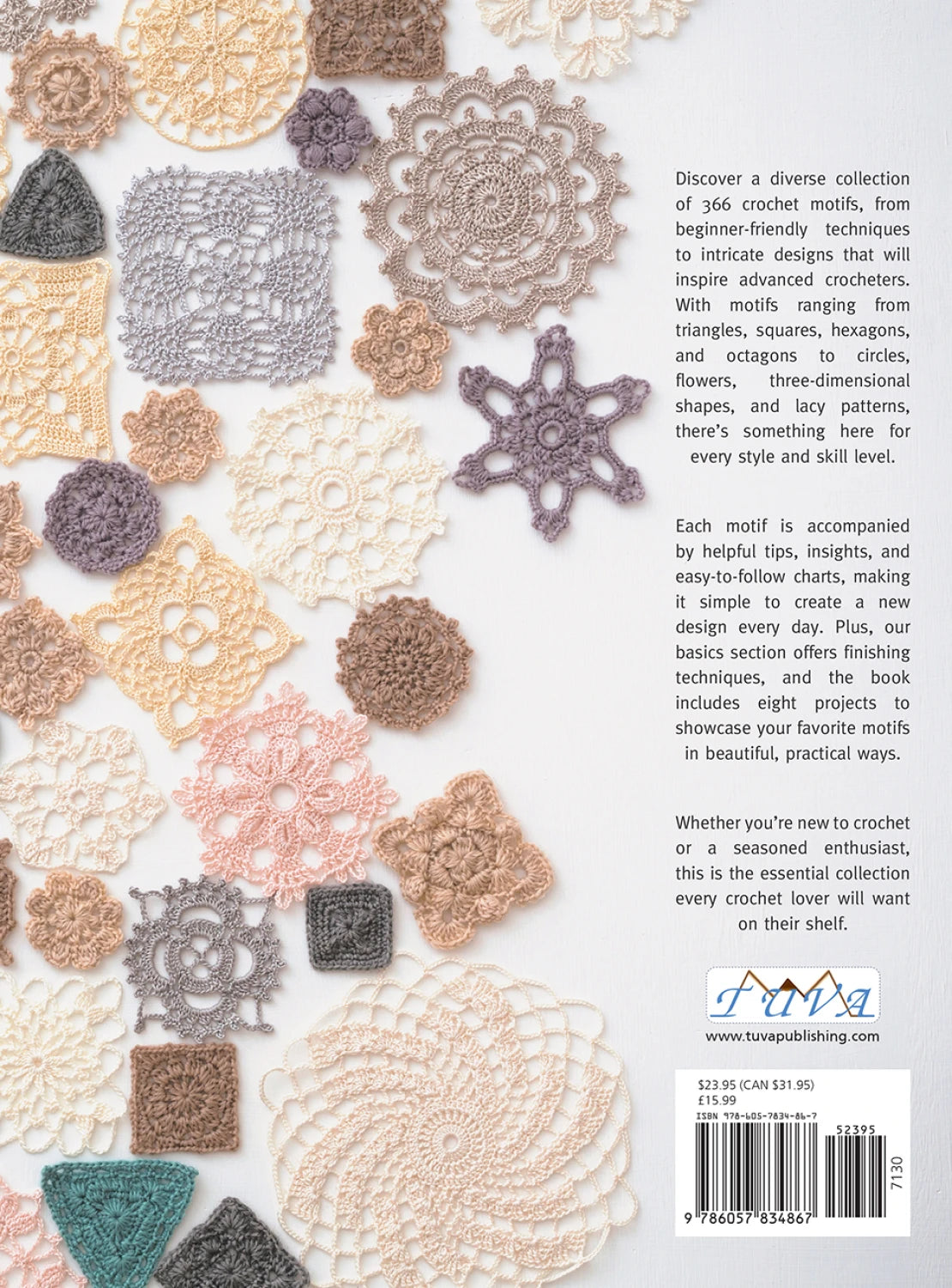 Back of the 366 Days Crochet Motifs by Tuva Publishing