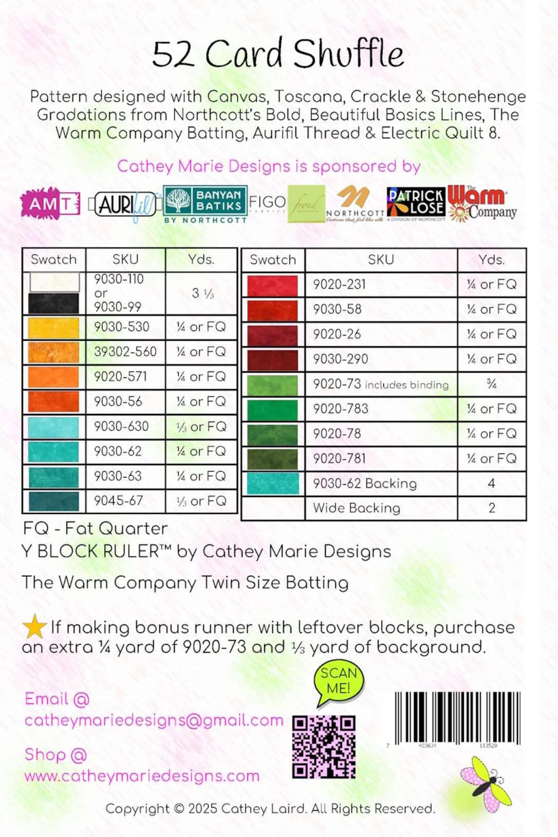 Back of the 52 Card Shuffle Downloadable Pattern by Cathey Marie Designs
