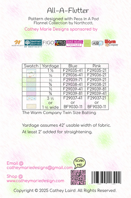 Back of the All-A-Flutter Downloadable Pattern by Cathey Marie Designs