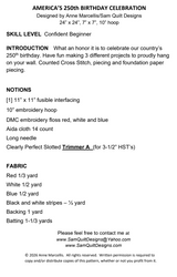 Back of the America's 250th Birthday Celebration Downloadable Pattern by Sam Quilt Designs