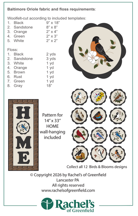 Back of the Baltimore Oriole Mat Downloadable Pattern by Rachels of Greenfield