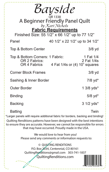 Bayside Downloadable Pattern by Quilting Renditions
