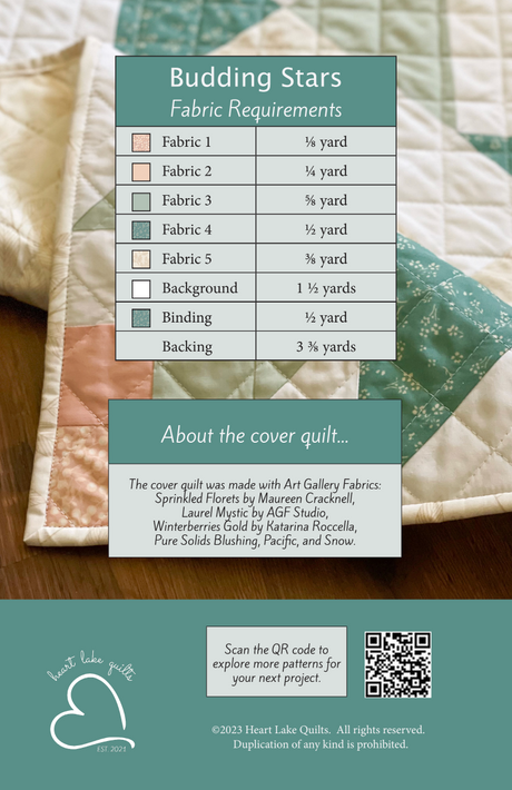 Back of the Budding Stars Downloadable Pattern by Heart Lake Quilts